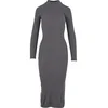 Womens ribbed turtleneck dress gray