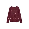 VERO MODA Pulover VMDOFFY vinsko rdeča / bela