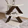 Hanah Home pomoćni sto Albeni, 29,6 cm, travertin / orah