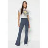Trendyol Anthracite Ribbed Flare / Flare Leg High Waist Stretchy Knitted Leggings Trousers