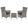 3-dijelni bistro set od poliratana sivi