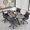 Homestyle4U Jedilna miza in stolčki, ovalna, 200x95x76 cm, rjava, črna, siva