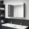 LED kupaonski ormarić s ogledalom 89 x 14 x 62 cm sjajni sivi