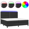 Krevet box spring s madracem LED crni 200x200cm od umjetne kože