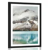 Plakat s paspartujem jezero v bližini čudovite gore - 30x45 black