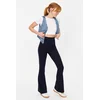 Trendyol Navy Blue Ribbed Flare/Flare High Waist Elastic Knitted Leggings Trousers