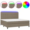 Vidaxl Box spring postelja z vzmetnico LED taupe 200x200 cm blago