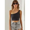 Bianco Lucci Womens One Shoulder Strap Crop Athlete