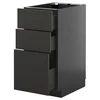 METOD / KNIVSHULT Podni element s 3 fioke, Crnosiva/Nickebo boja antracita, mat, 40x60 cm