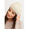 Kesi Womens winter wool hat with cable knit pattern K452 dark beige