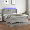 Krevet box spring s madracem LED svjetlosivi 160x200 cm tkanina
