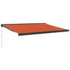Vidaxl Zložljiva tenda oranžna in rjava 4,5x3 m blago in aluminij