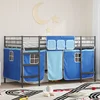 Krevet na kat za djecu s zavjesama Crna i Plava 90 x 200 cm