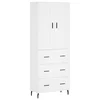 Vidaxl Visoka omara bela 69,5x34x180 cm inženirski les