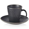 Northix Keramična skodelica s krožničkom črna TEA TIME 235 ml