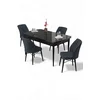 HANAH HOME Rasklopivi trpezarijski sto i stolice (5 delova) Uzi Black Marble Anthracite