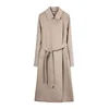 GOBI Cashmere Prehoden plašč Cashmere Wrap Coat with Belt temno siva