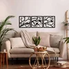 WallXpert metalni zidni ukras 5232, grane sa pticama u 3 kvadratna panela, 102 x 33 cm, crni