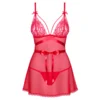 Obsessive Ognjeno čipkasta punčka s tangicami Red Lovlea L/XL