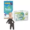 Pampers Pelene Active baby 4, MB, 9-14 kg, 132/1+Pampers Vlažne maramice Harmonie, 3x48 komada+DeFacto Pidžama za dečake, Tamnosiva