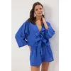 Trendyol Saks Woven 100% Cotton Shirt Shorts Beach Suit