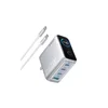 ANKER 140W GaN zidni brzi punjac, 4-porta (3x USB-C i 1x USB-A) sa USB-C M/M pletenim kablom, srebrni