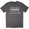 Oasis Majica Definitely Maybe Distressed Text Logo Unisex Charcoal Grey XL