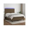 Den Box spring postelja z vzmetnico LED temno rjava 140x190cm blago