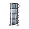 Komplet skodelic s stojalom Affek Design Peter Grey 350 ml 4-pack