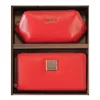Princ Leather Ženski poklon set novčanik i neseser, Crveni