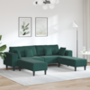 Sofa 3 pcs Tamnozelena 250 x 188 x 76 cm Baršun