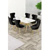 HANAH HOME Rasklopivi trpezarijski sto i stolice (7 delova) Esla White Marble Gold Black