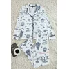 Trendyol Ecru 100% Cotton Printed Piping Detailed Knitted Pajama Set
