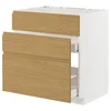 METOD / MAXIMERA Pod.element sudop. i 3front/2fioke, bela/Voxtorp im. hrastovine, 80x60 cm