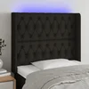 Vidaxl vidaXL Vzglavje postelje z LED diodo črno 93x16x118/128 cm blago