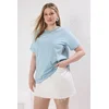 Trendyol Curve Blue Collar Detailed Knitted Plus Size T-Shirt