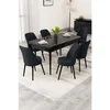 Hanah Home trpezarijski set Rax, sto na razvlačenje i 6 stolica, ploča u dekoru crnog mermera, antracit tkanina Babyface