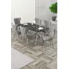 HANAH HOME Rasklopivi trpezarijski sto i stolice (7 delova) Esla Black Marble Chrome Grey