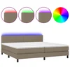 Krevet box spring s madracem LED smeđesivi 200x200 cm tkanina