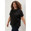 Trendyol Curve Black Collar Detailed Knitted Plus Size T-Shirt