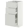 METOD / MAXIMERA Podni element s 3 fioke, bela/Aspudden svetlosiva, 40x37 cm
