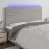 Vidaxl LED posteljno vzglavje svetlo sivo 200x5x118/128 cm blago