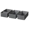 SKUBB Set kutija, 3 kom., tamnosiva, 20x38x12 cm