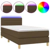 Krevet box spring s madracem LED tamnosmeđi 80 x 200 cm tkanina