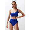 Trendyol Saxe Blue One-Shoulder High Waist Regular Bikini Set