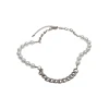 Chain necklace with various pearls - silver colors