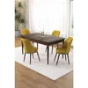 Hanah Home trpezarijski set Pir, sto i 4 stolice, ploča u dekoru drveta Baroque, senf žuta tkanina Babyface