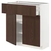 METOD/MAXIMERA Podstav omr s predalom/2 vrati, bela/Sinarp rjava, 80x37 cm