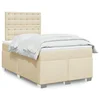 vidaXL Box spring postelja z vzmetnico krem 120x200 cm blago