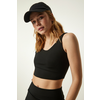 Happiness Istanbul Black Strap Shaper Knitted Sports Bra